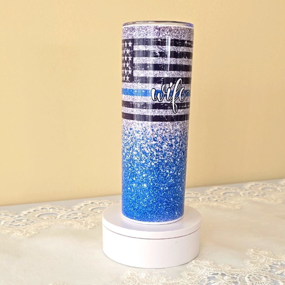 Custom 20oz Stainless Steel Tumbler - Police Wife